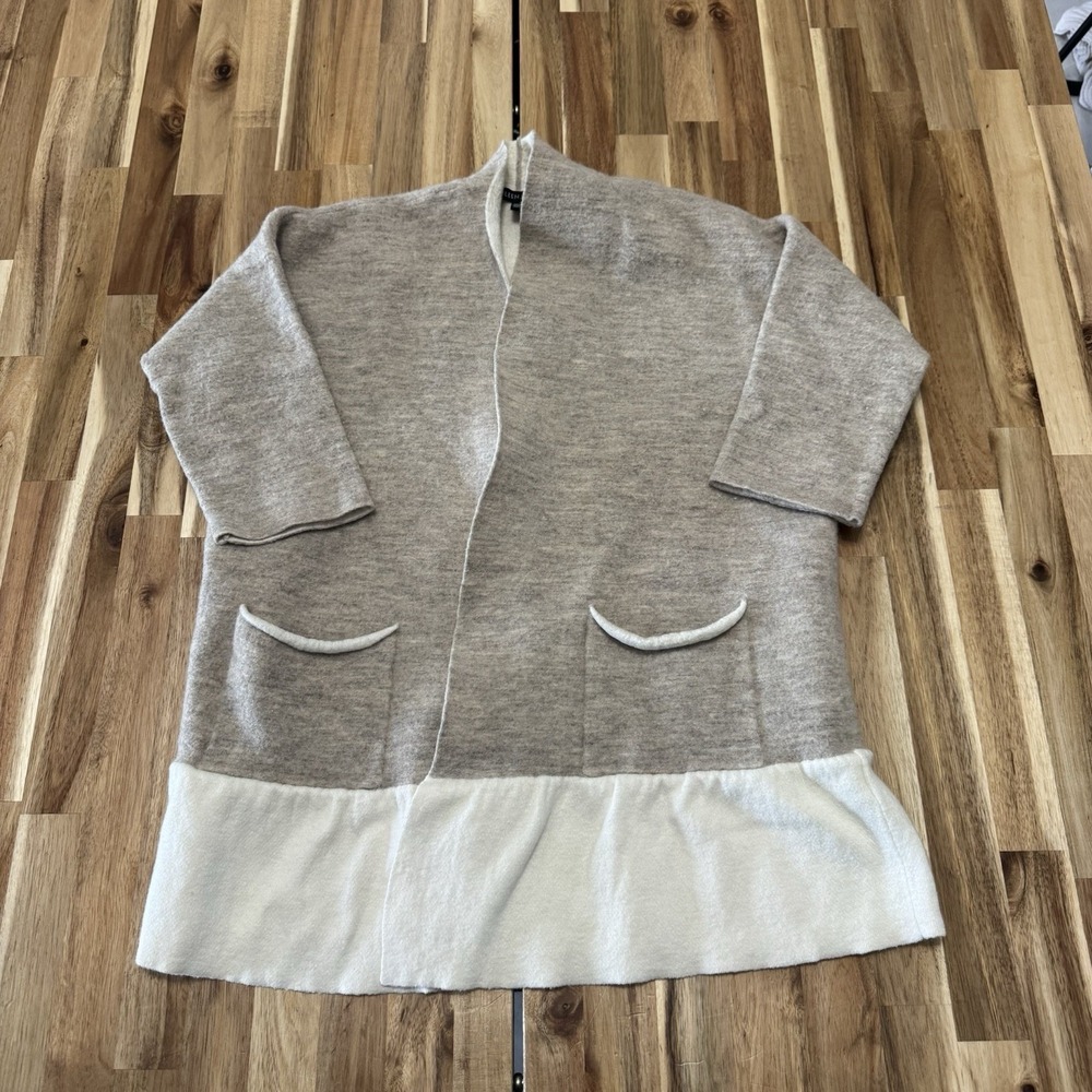 Eileen Fisher Sweater Womens M Merino Wool Blend Open Front Cardigan Colorblock